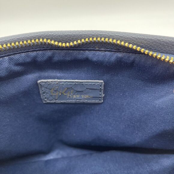 Gigi New York Stella Purse Handbag Blue Leather Python Emboss Clutch Crossbody - Picture 7 of 10